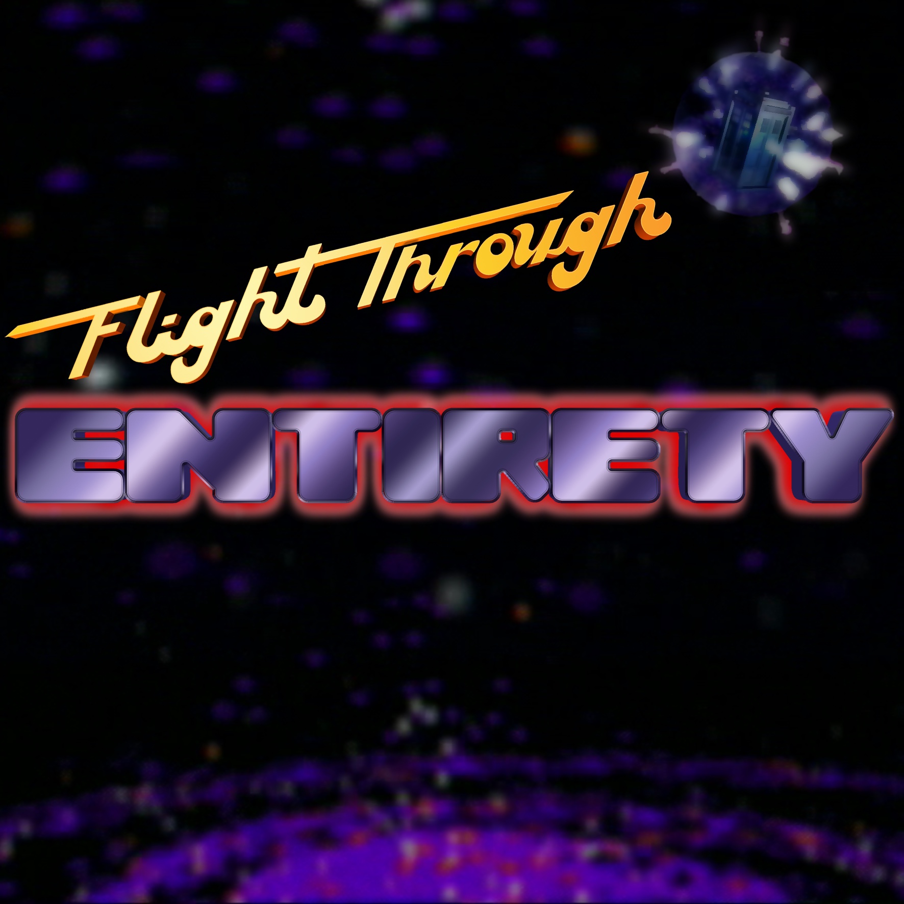 A very eighties logo with a giant metal WHO, based on the Doctor Who  opening titles for the Sylvester McCoy Era.