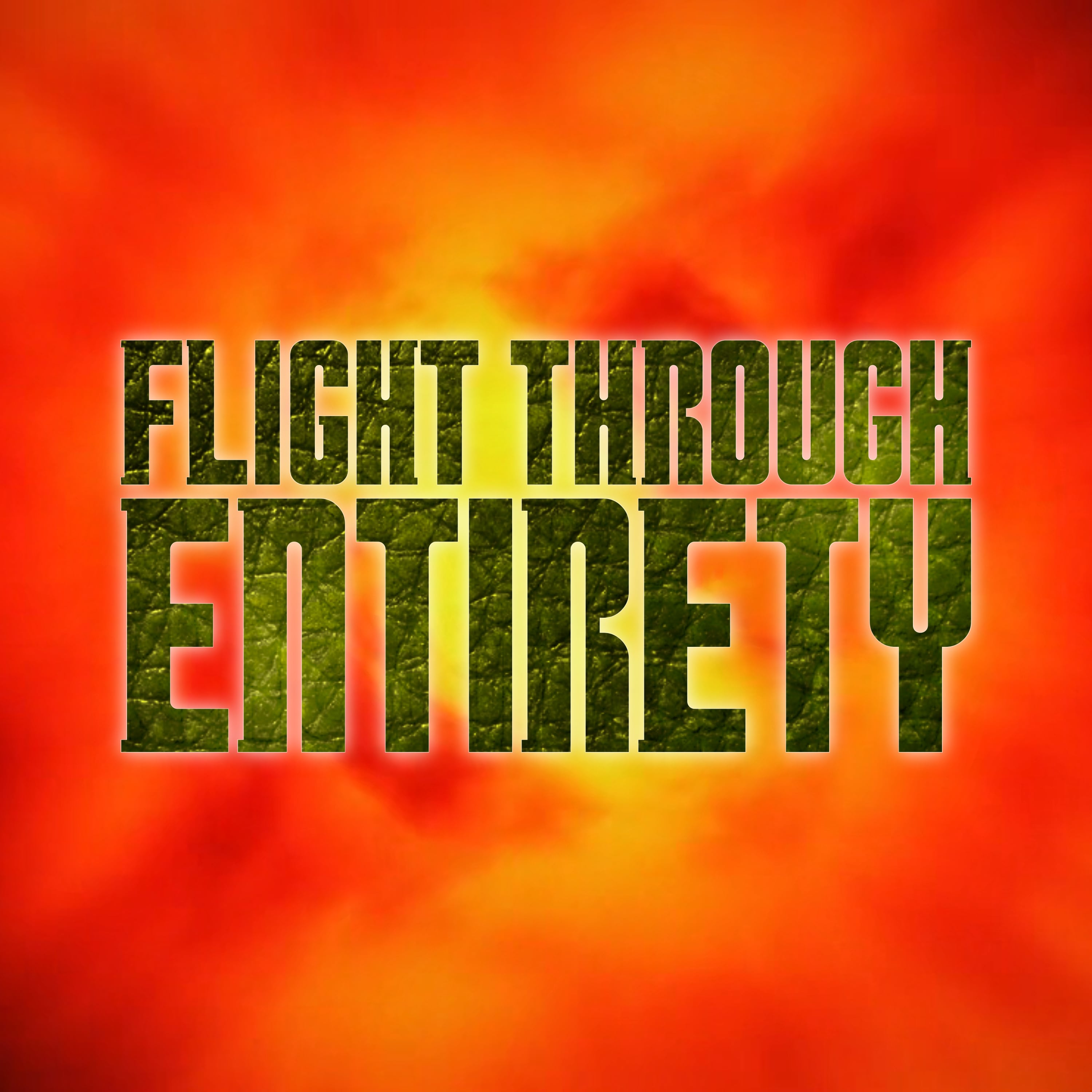 A logo done in the style of the Moffat Era Doctor Who logo, but covered in green scales, on the saturated orange background from the opening credits of Dinosaurs on a Spaceship.