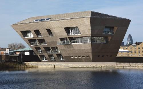 A weird-looking library shaped like an inverted pyramid buried in the ground