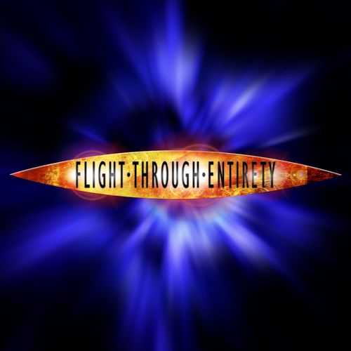 A logo done in the style of a the sign on top of a London taxi, on a background of blue swirls from the closing credits of Series 1.