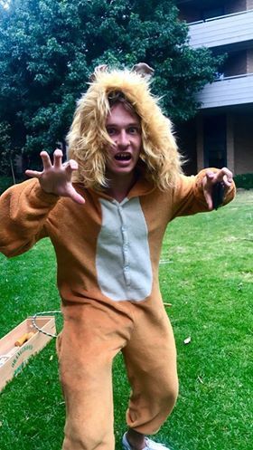 Max Jelbart looking fierce in a lion onesie